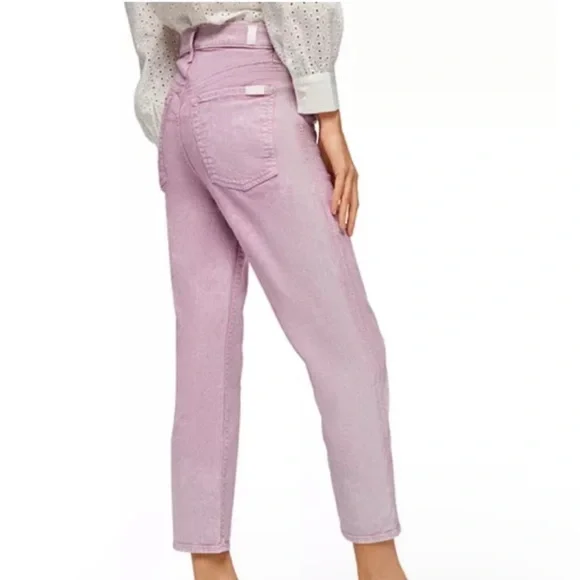 7 for all Mankind Lilac Straight Crop Jeans - Picture 1 of 8